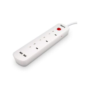 امبكس توصيلة كهرباء 3 عين - 2 منفذ USB - أبيض PS 7403